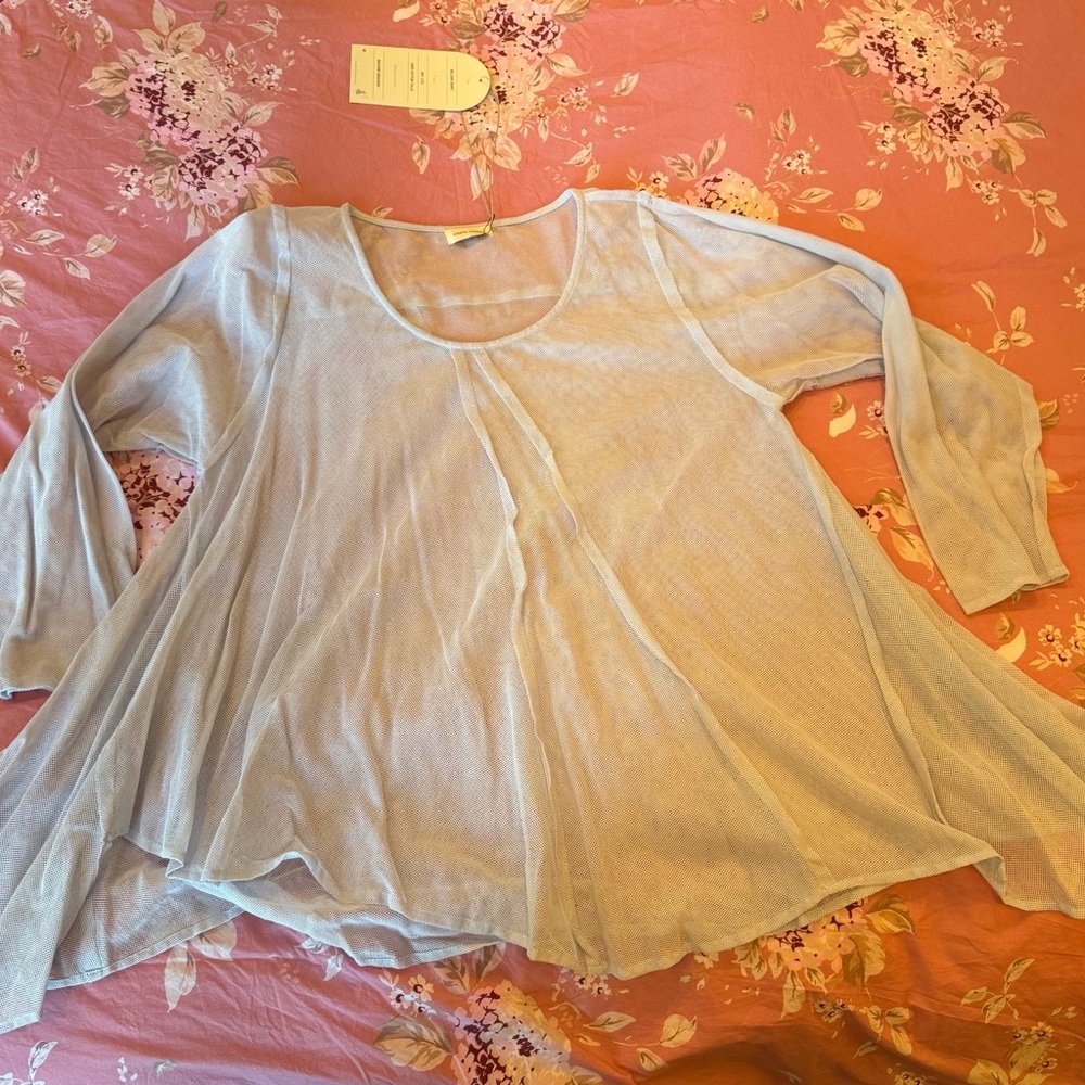 Krista Larson Sky CTU (100% Cotton Tulle) Billowy Shirt - NWT - OS